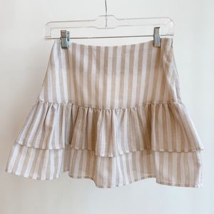 Emory Park Nude Striped Pleated Mini Skirt